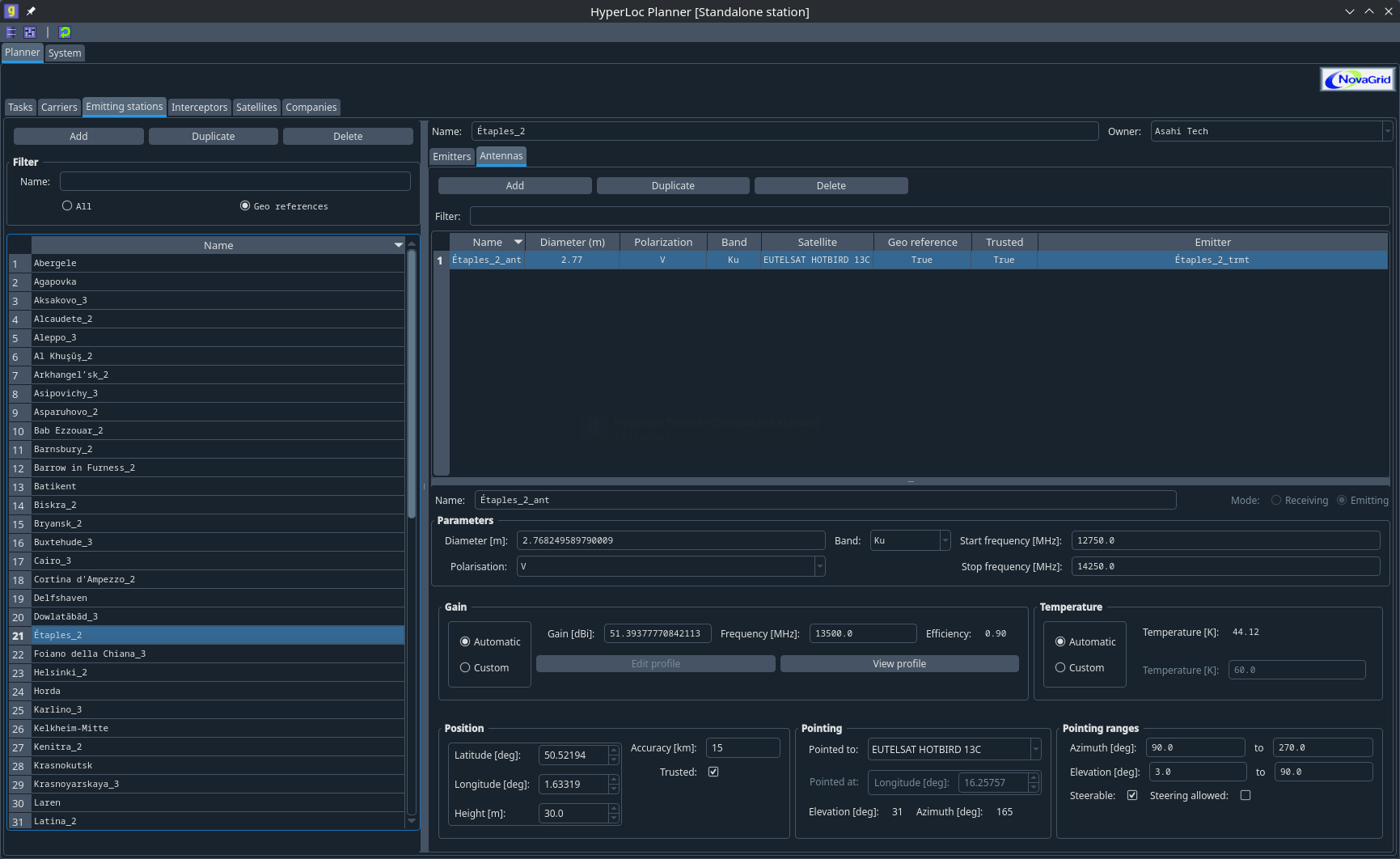 HyperLoc Planner — stations émettrices & base de références géo
